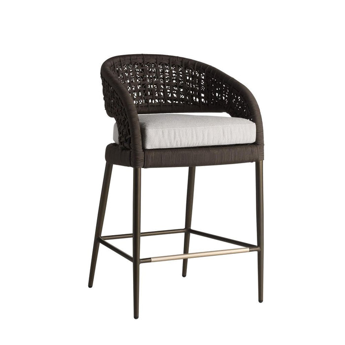 Juri Outdoor Charcoal Brown Barrel Counter Stool