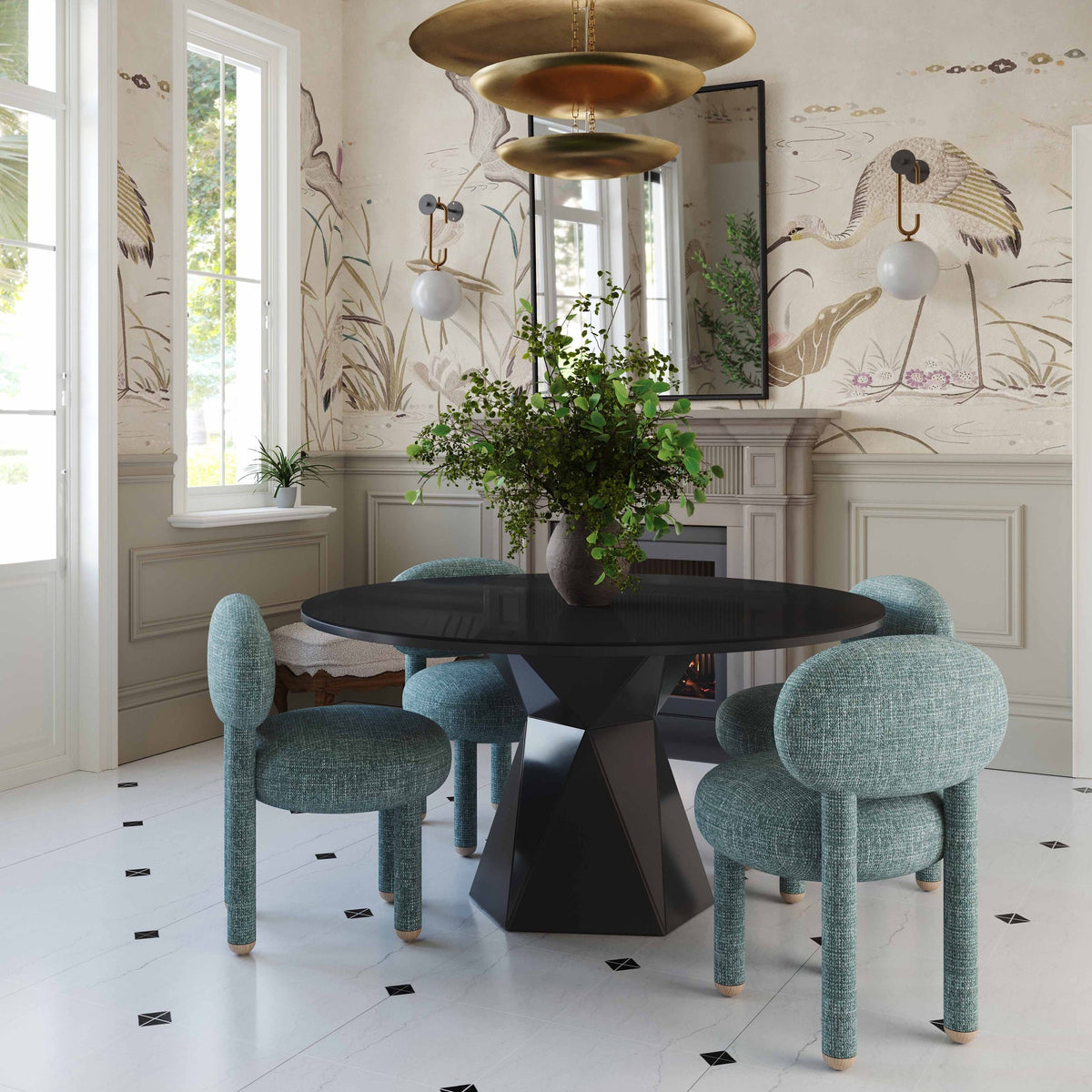 Manu Teal Nubby Performance Fabric Dining/Accent Chair