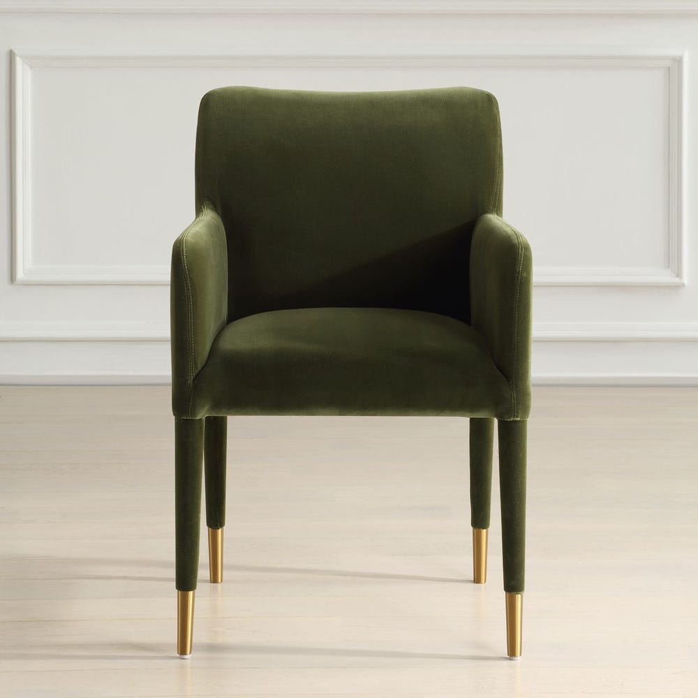 Diara Green Velvet & Gold Dining Arm Chair