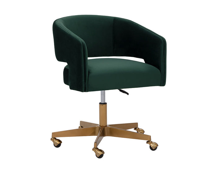 Claren Modern Deep Green & Gold Desk Chair