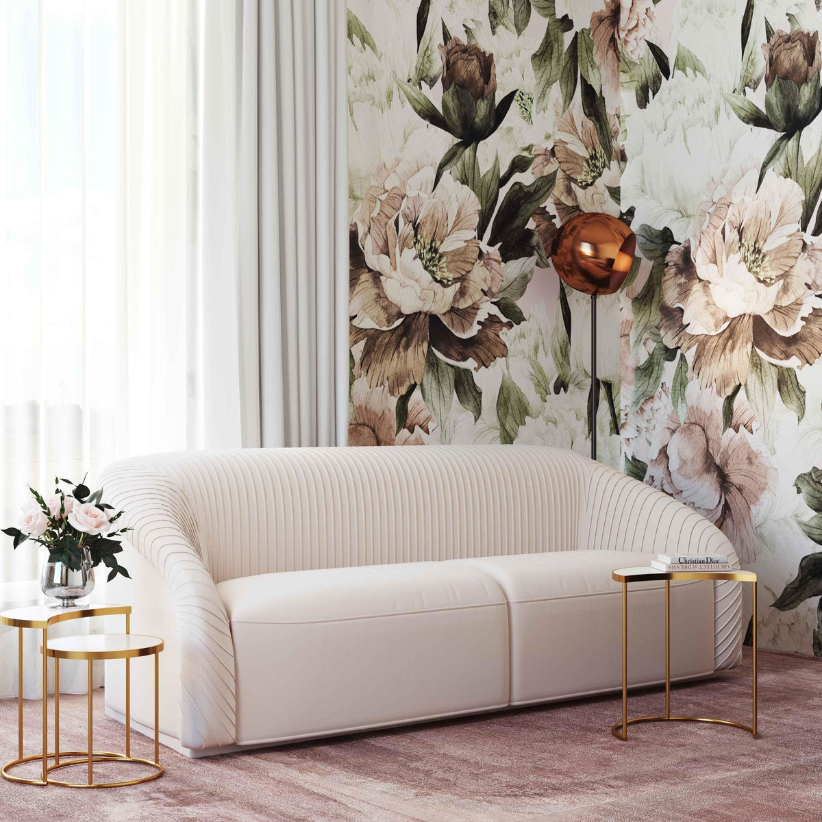 Gigi 90.6" Beige Performance Velvet Sofa
