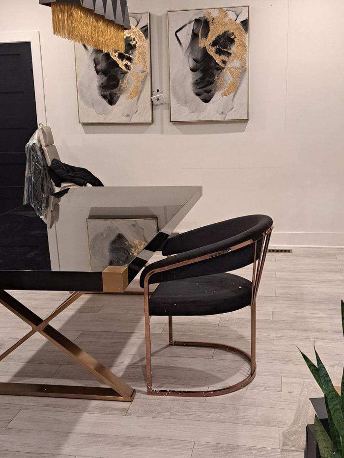 Adelpha Black Velvet and Rosegold Dining Chair