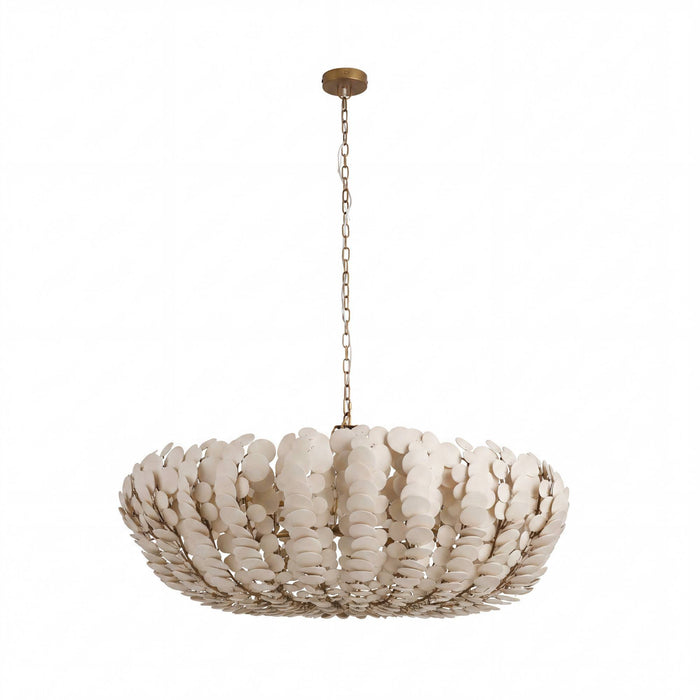 Bilal 52" Ivory Coco Shell & Antique Brass Round Chandelier