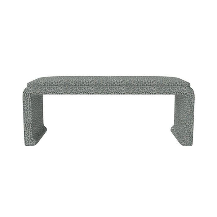 Malia Classic/Modern Large Spotted Blue Custom Upholstered Bench