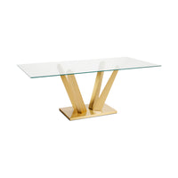 Zola Glass & Gold Rectangular Dining Table