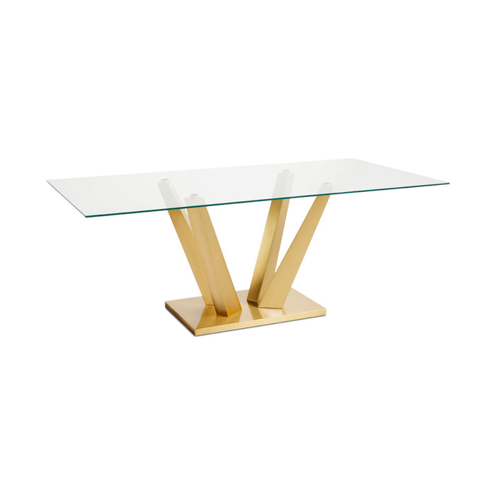 Zola Glass & Gold Rectangular Dining Table