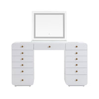 Hollywood 56" White Desk with LED Panel Vanity Mirror (2 Sizes Available)
