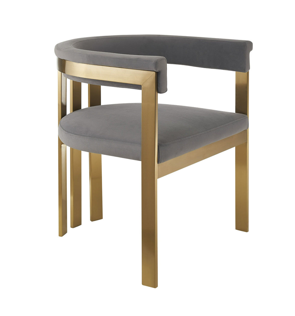 Thisbe Modern Grey Velvet + Champagne Gold Dining Chair