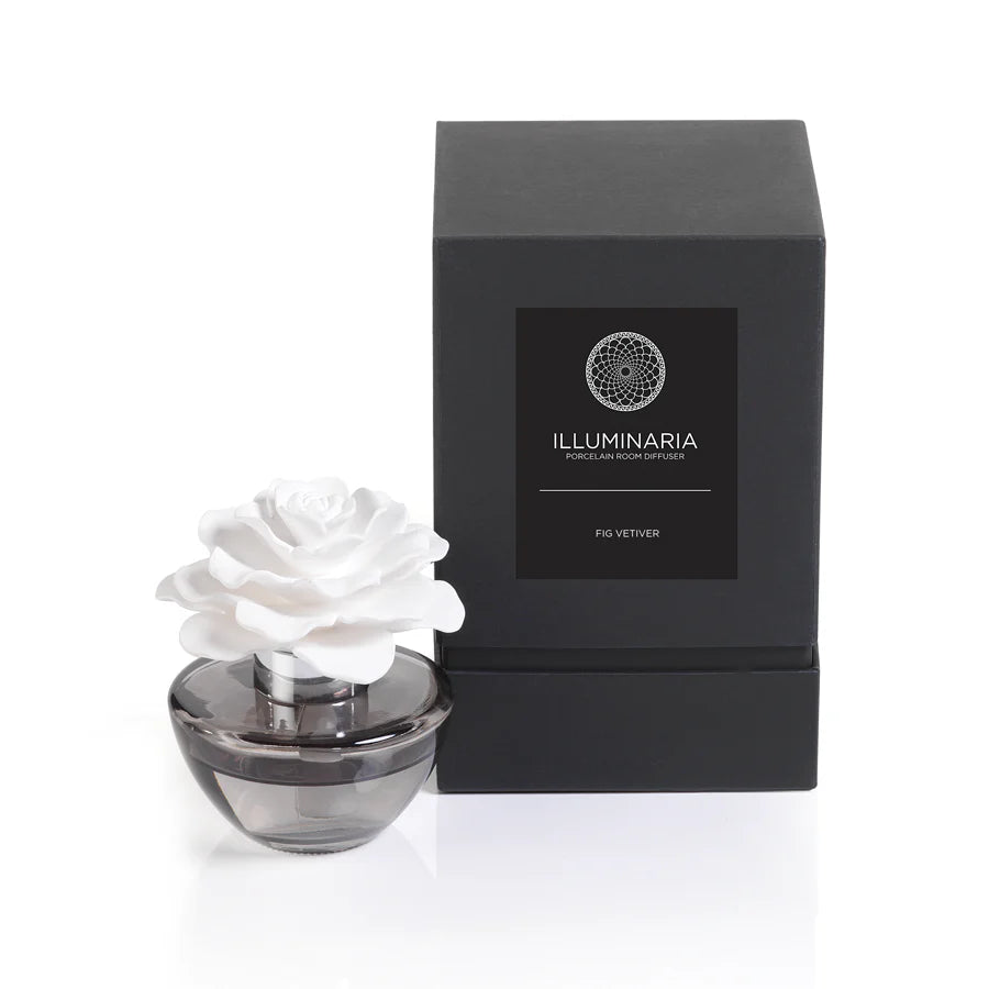 Illuminaria Fig Vetiver Scented Porcelain Diffuser in Gray Bottle (Set of 4)