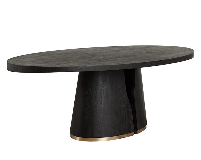 Tasmin 98" Black Acacia & Brushed Gold Dining Table