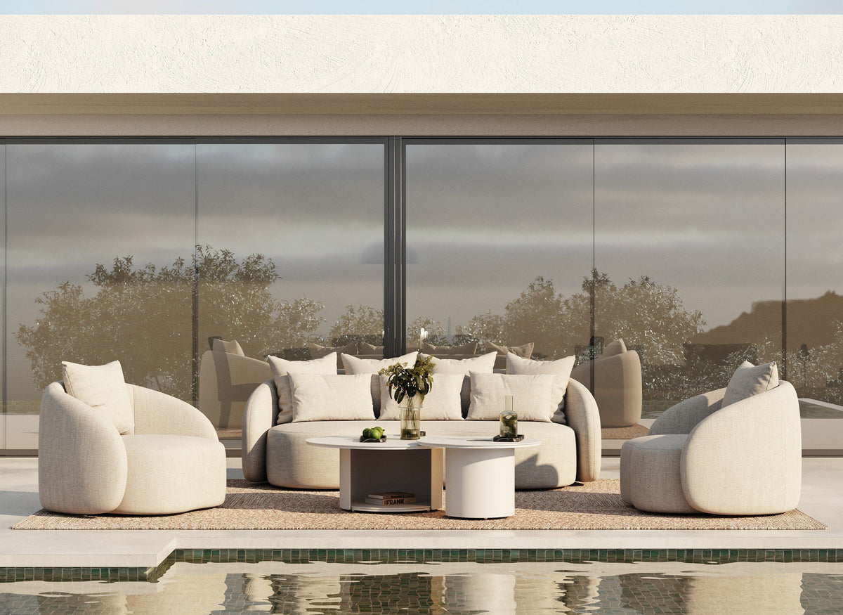 Helene Beige 3 Seat Outdoor Performance Fabric Sofa