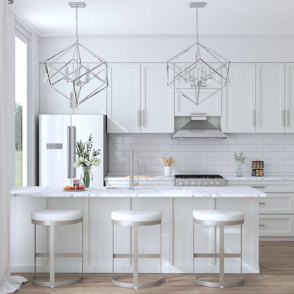 Crystal Counter Stool With Brushed Silver Frame