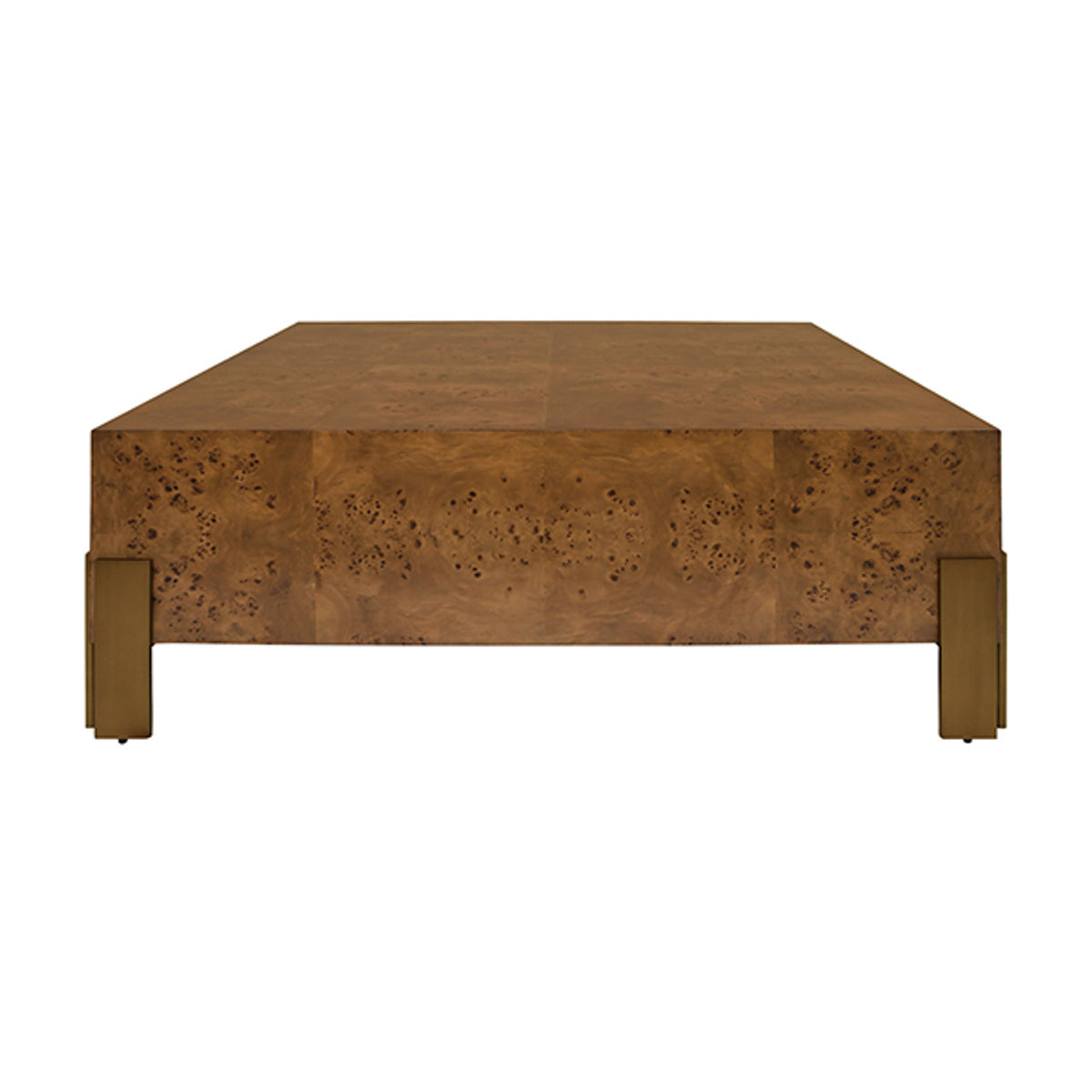 Harriet Dark Burl Wood & Brass Square Coffee Table