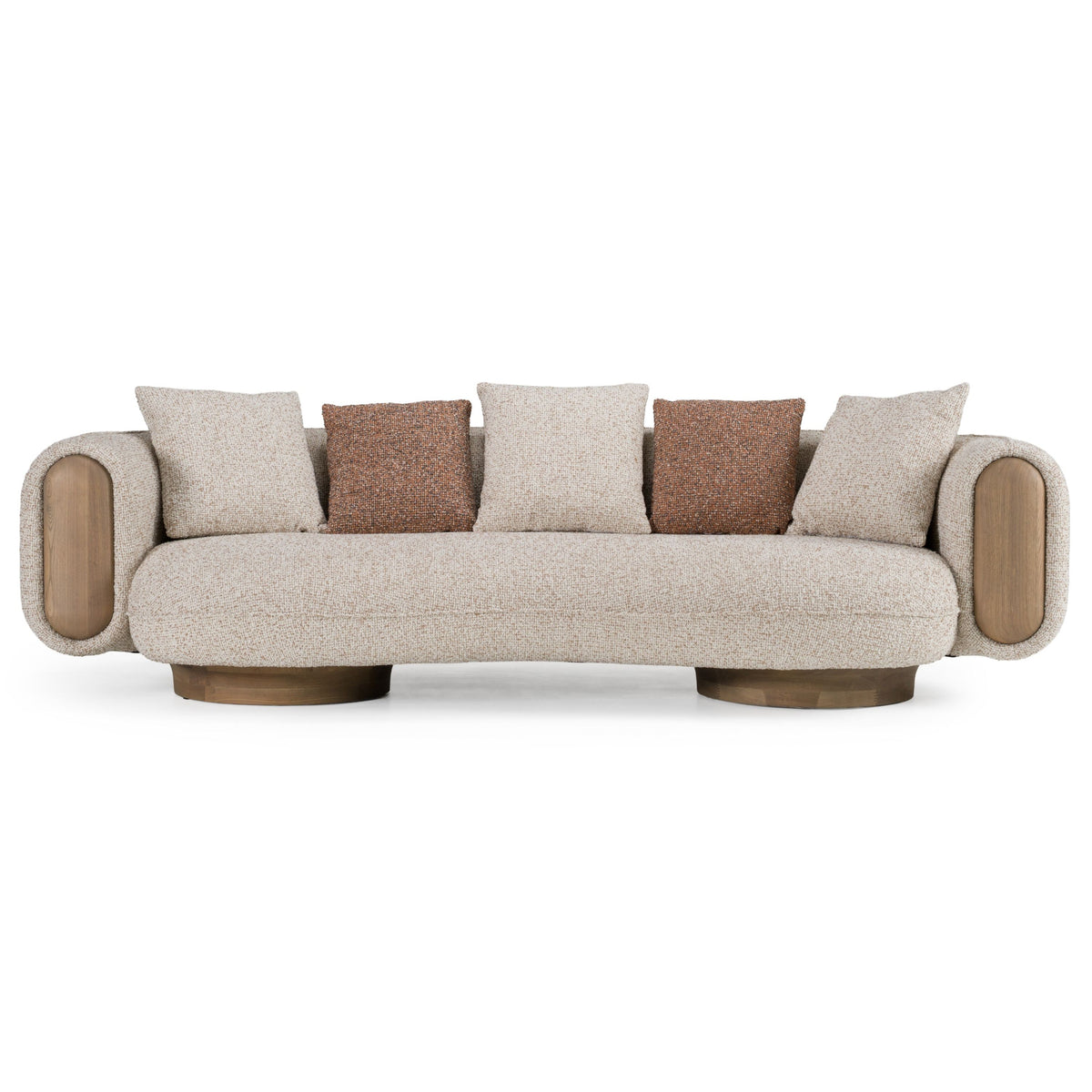 Olin 110.6"" Modern Multicolored Boucle Fabric & Ash Sofa