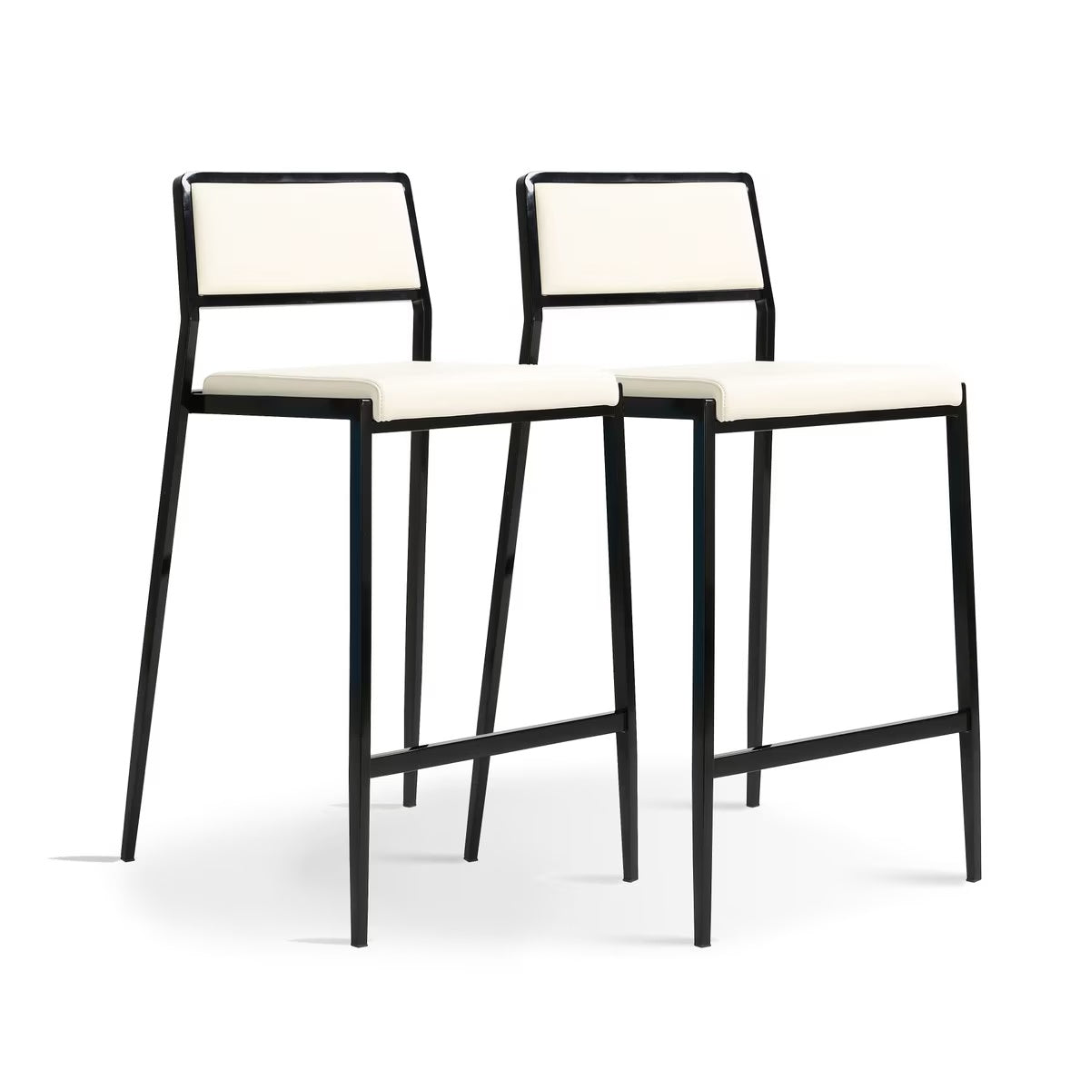 Gale Cream Performance Vegan Leather Stackable Stool - Set of 2