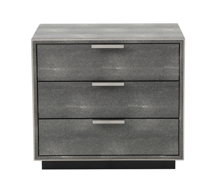 Loretta Modern Shagreen Three Drawer Nightstand