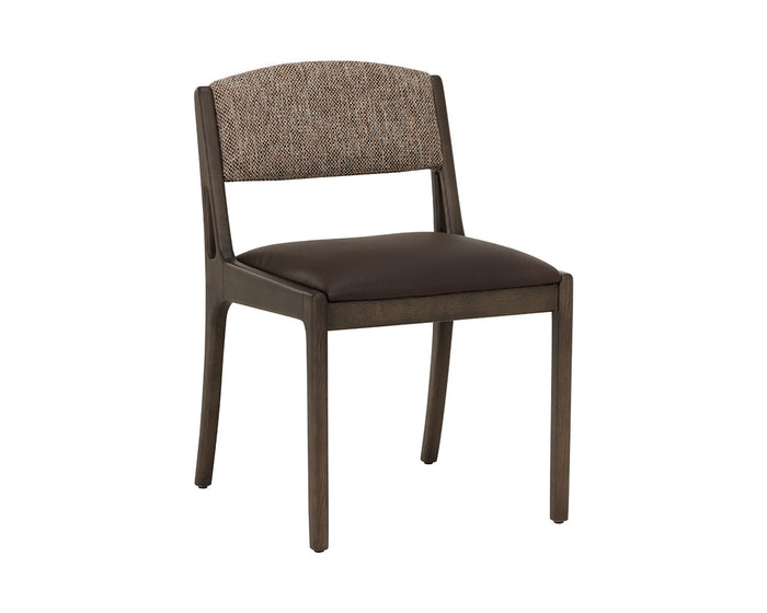 Mertola Espresso Faux Leather & Branzino Fabric Dining Chair