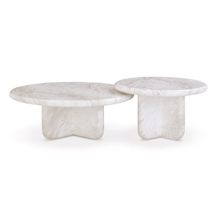 Juju Nesting Marble Round Coffee Table Set (Indoor or Outdoor)