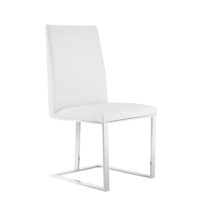 Camille Modern White Faux Leather & Stainless Steel Dining Chair