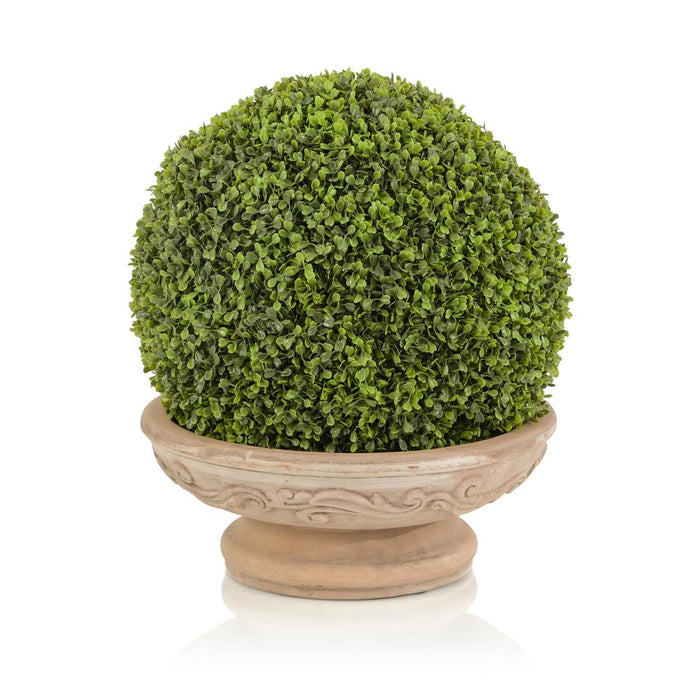 Boxwood Orb With Terracotta Pedestal