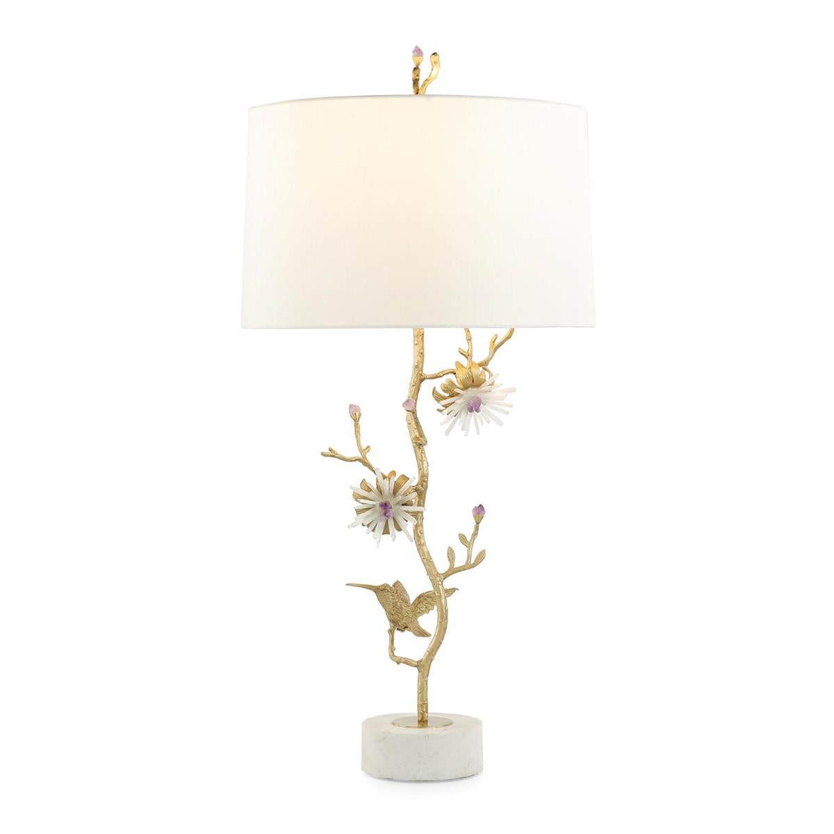 Brooks Garden Flowers of Selenite and Amethyst Table Lamp