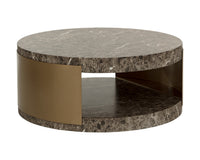 Cavette Dark Emperador Faux Marble & Brass Coffee Table - Indoor/Outdoor