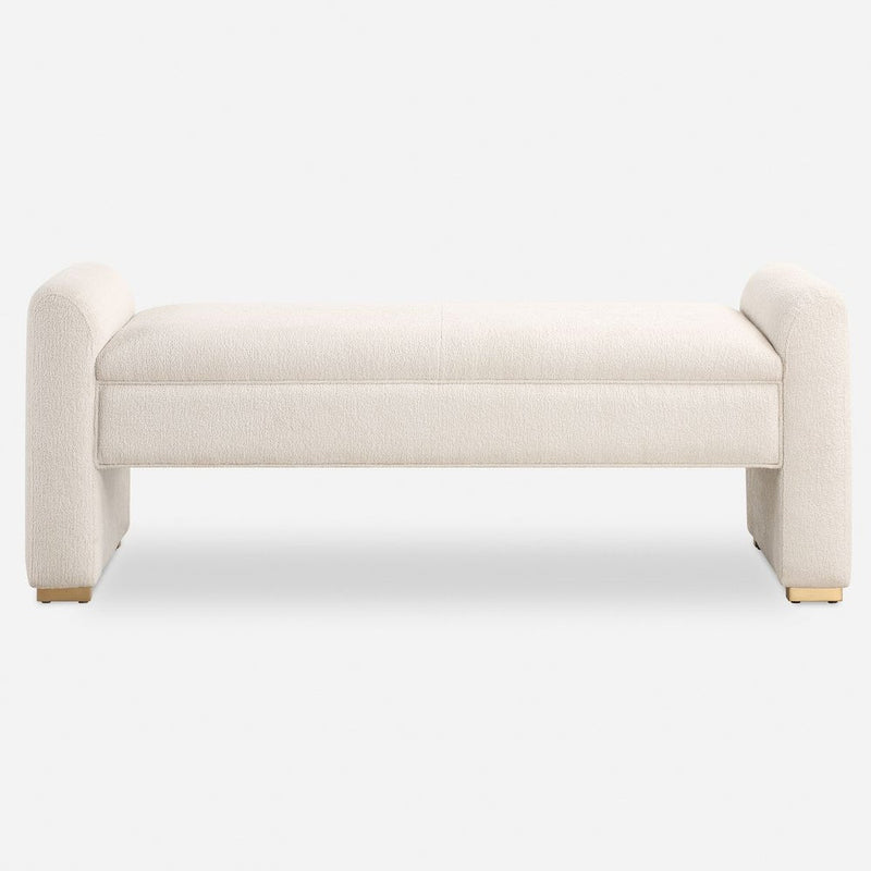 Tailored Ivory Boucle & Gold Bench