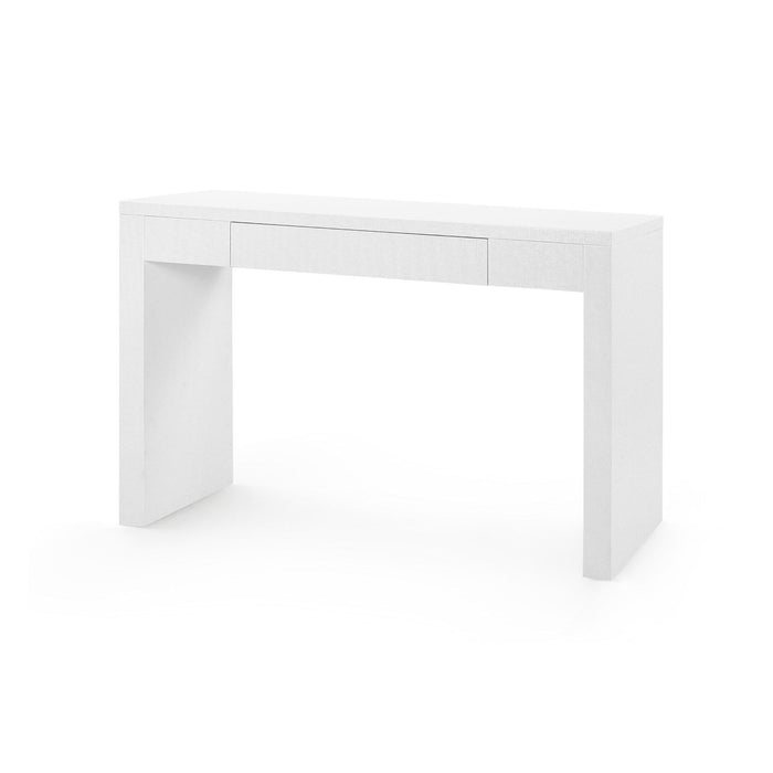 Kynlee Grasscloth Chiffon White Console Table