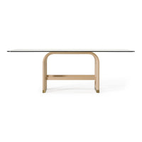 Violette Modern Glass/Natural Oak & Gold Dining Table