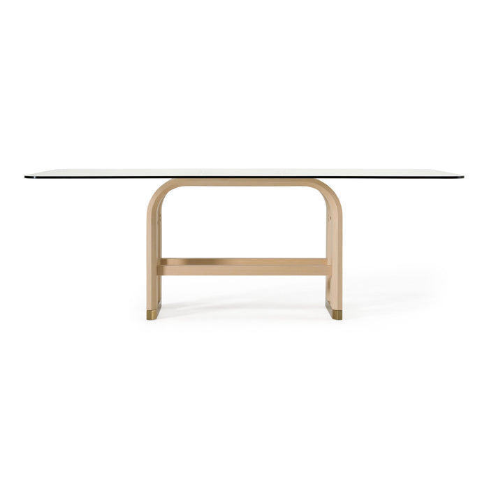 Violette Modern Glass/Natural Oak & Gold Dining Table