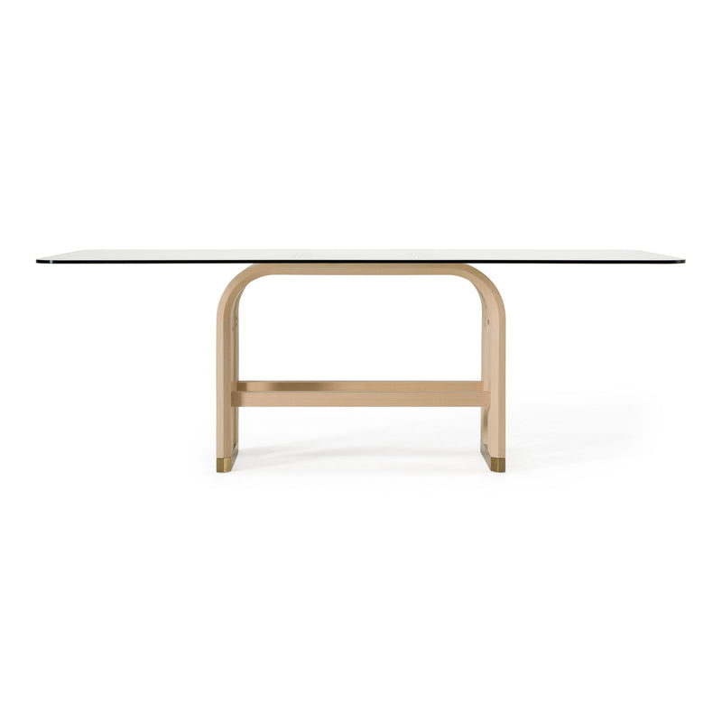 Violette Modern Glass/Natural Oak & Gold Dining Table