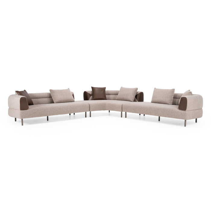 Marlago 148" Modern Brown Upholstered Sectional Sofa