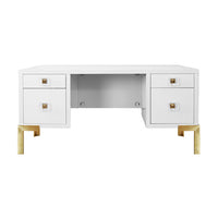 Camilla White Desk with Acrylic & Gold Accents