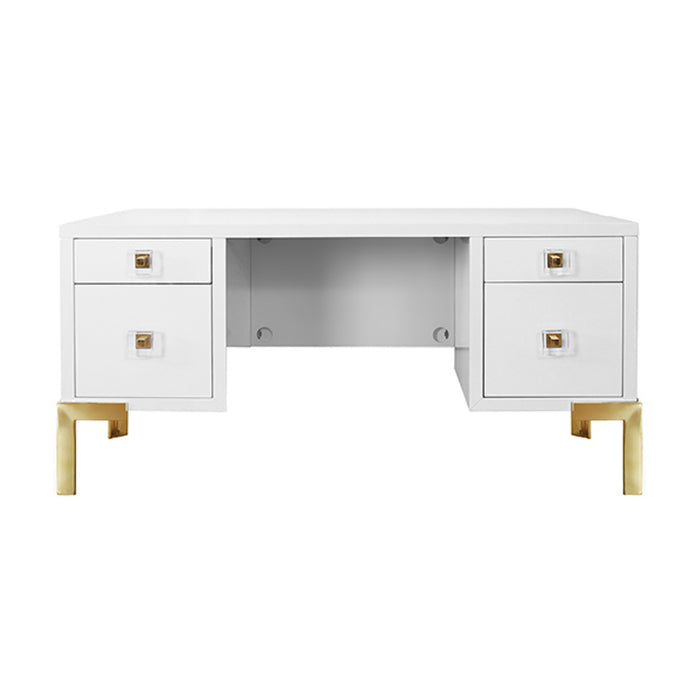 Camilla White Desk with Acrylic & Gold Accents