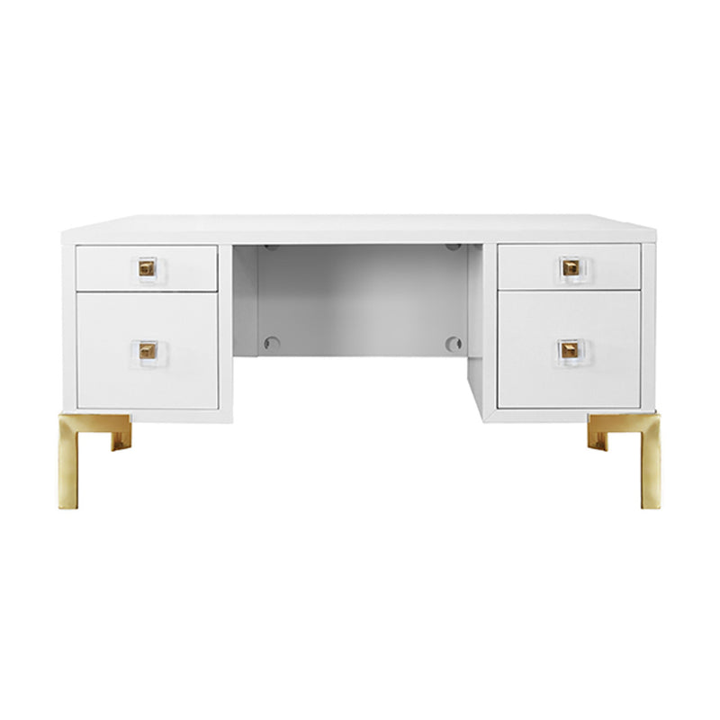 Camilla White Desk with Acrylic & Gold Accents