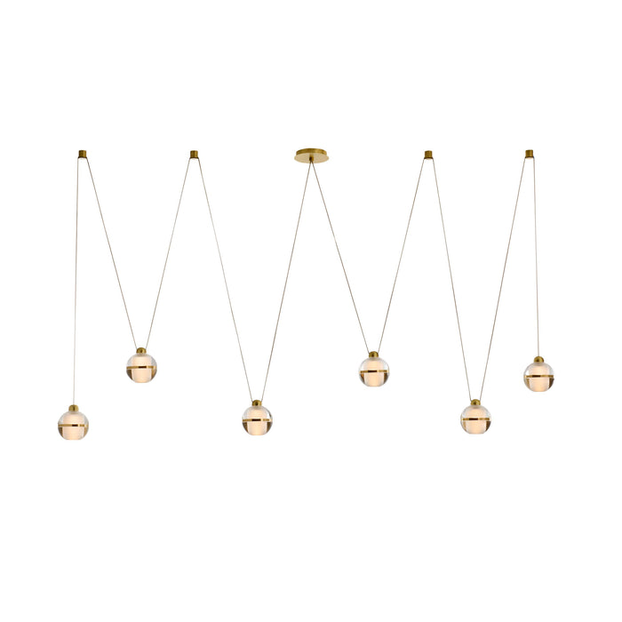 Noble 82" Crystal & Antique Brass Multi-Drop Chandelier