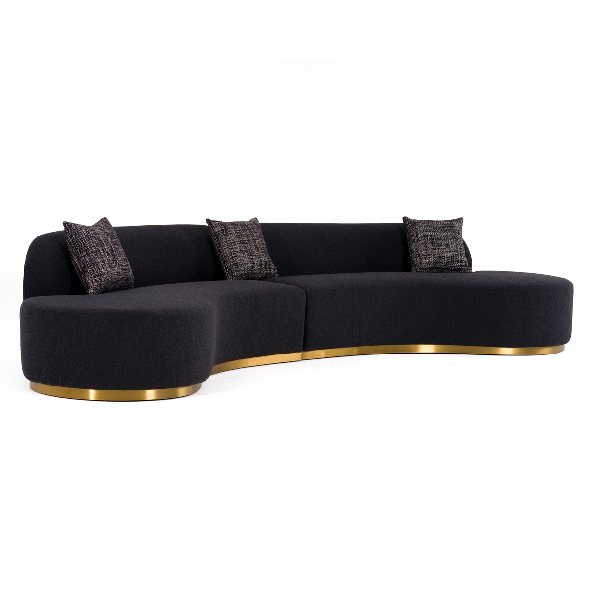 Giovanni 150" Black Curved Sectional Sofa