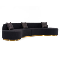 Giovanni 150" Black Curved Sectional Sofa