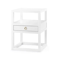 Haze Gloss White & Polished Brass 1 Drawer End Table/Nightstand