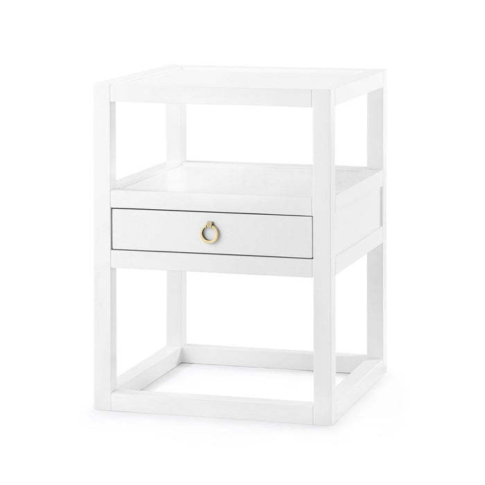 Haze Gloss White & Polished Brass 1 Drawer End Table/Nightstand