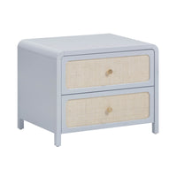 Ameline Pastel Blue Rattan 2 Drawer Nightstand