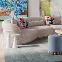 Valerie Faded Blue Upcycled Performance Fabric Ottoman