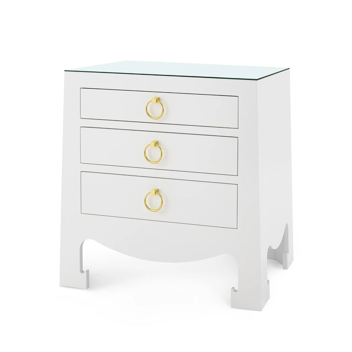 Maylee 26" Glass Top White & Gold End Table/Nightstand