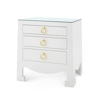 Maylee 26" Glass Top White & Gold End Table/Nightstand