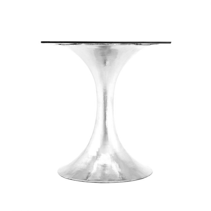 Ruthie 52" Black Round Dining Table/Entry Table, Nickel With Marble Top