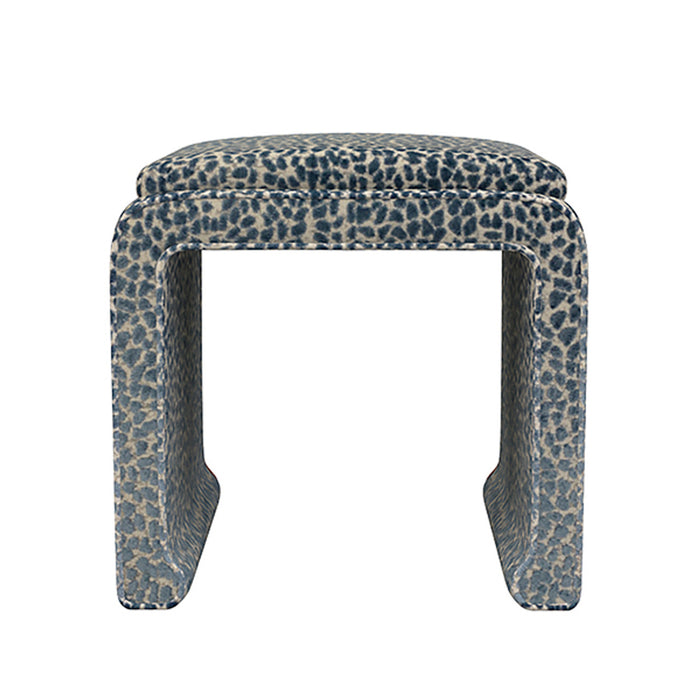 Malia Classic/Modern Spotted Navy Custom Upholstered Ottoman