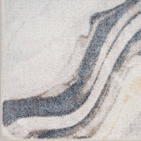 Pheobe Abstract Ivory & Blue Washable Area Rug