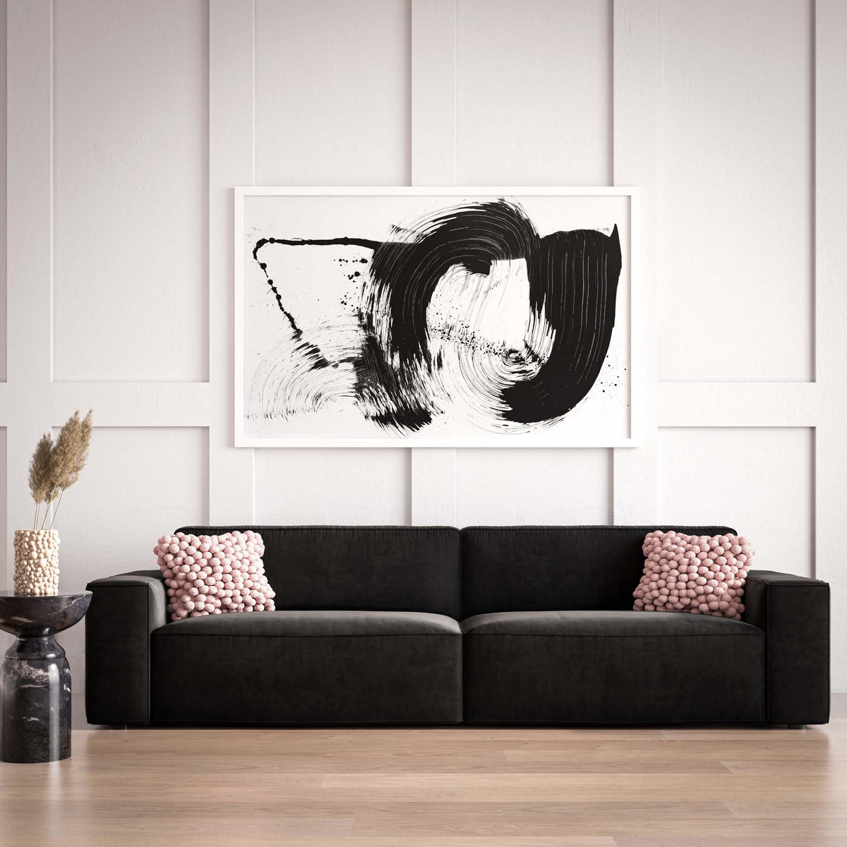 Galen 96.5" Plush Black Velvet Sofa
