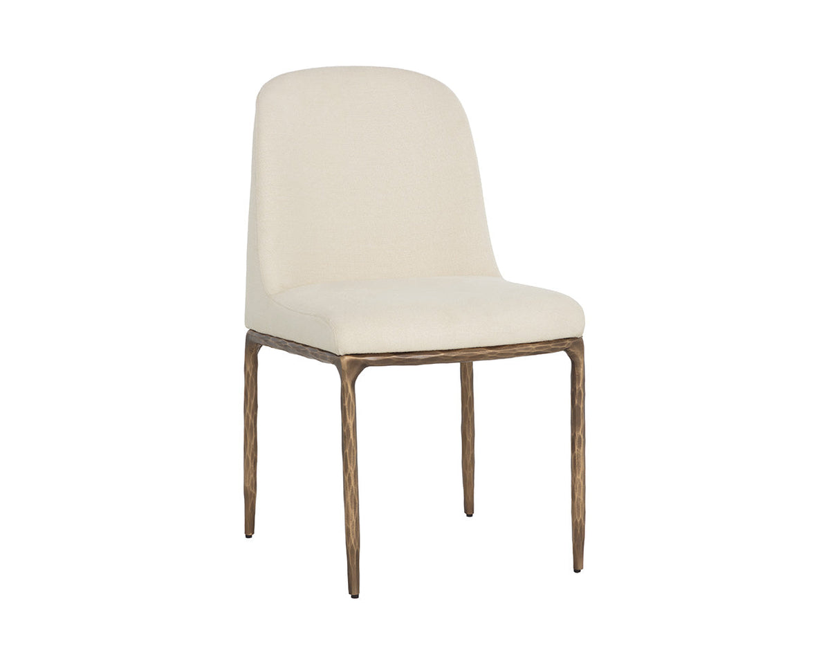 Nestor Cream Performance Fabric & Antique Brass Dining Chair (Set of 2)