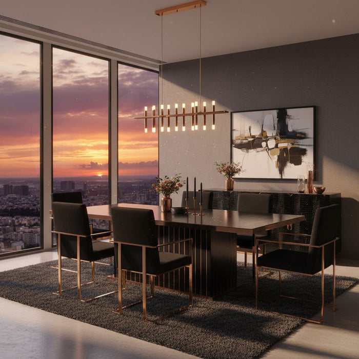 Delia 95" Black Crocodile & Rose Gold Modern Dining Table